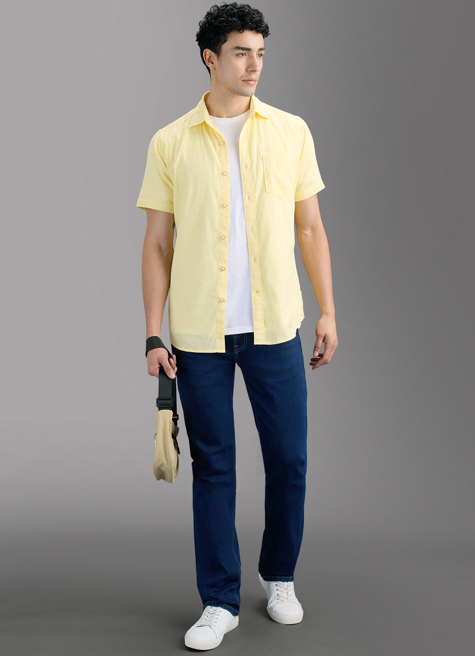 Men Yellow Solid Long Sleeve Shirt, , large image number 2