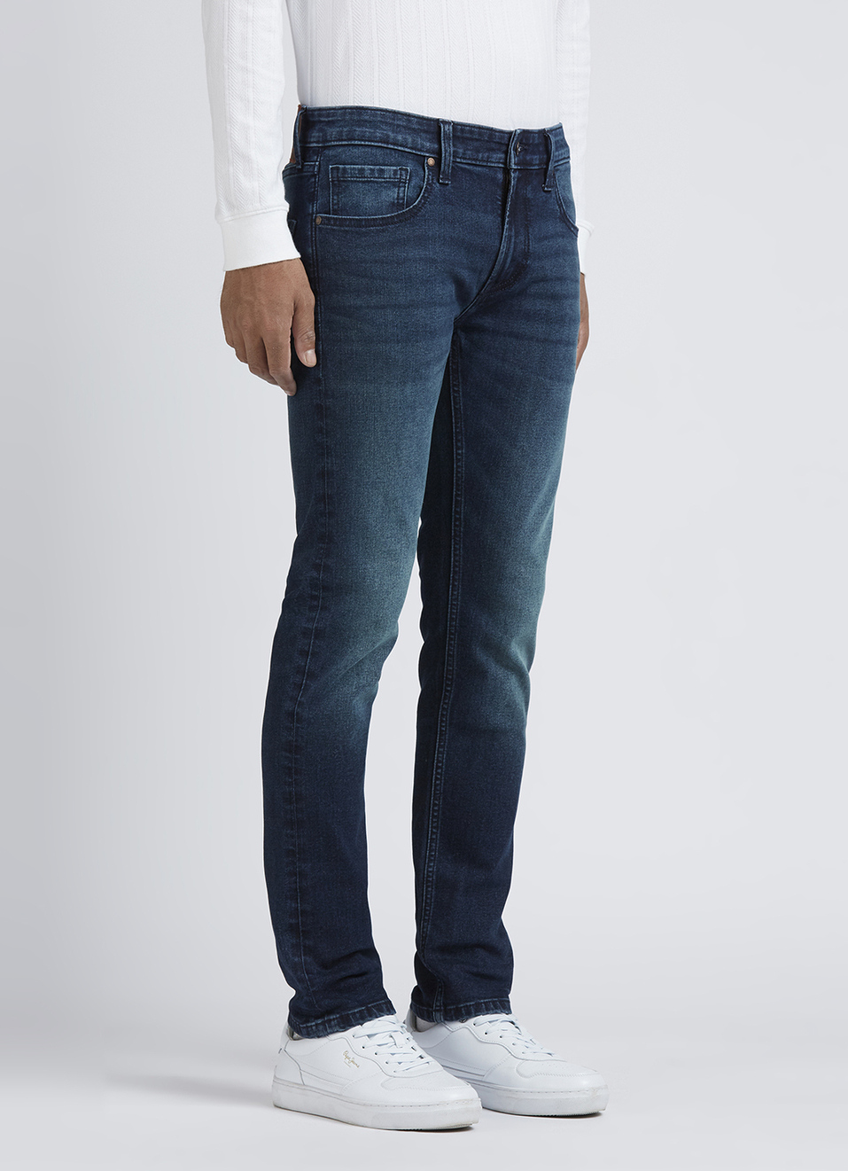 Danial Blue Low Waist Tapered Jeans, , large image number 5
