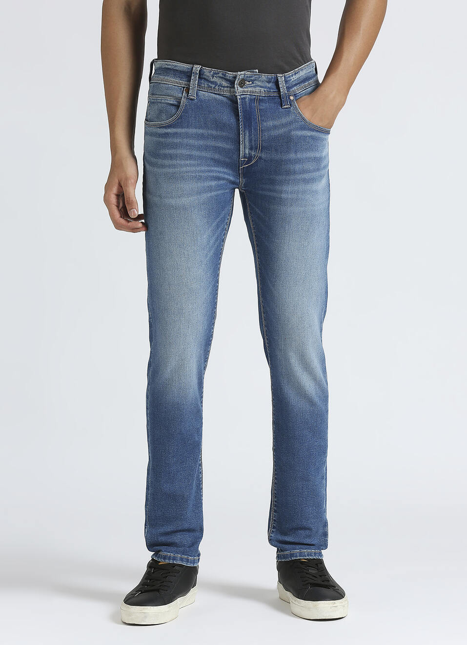 Danial Blue Low Waist Tapered Jeans, , large image number 2