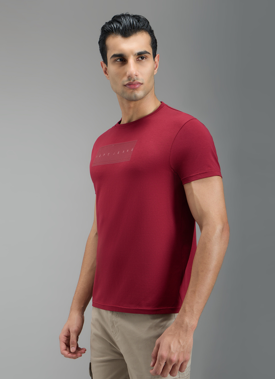 Men Red Typographic Print Slim Fit T-shirt, , large image number 3