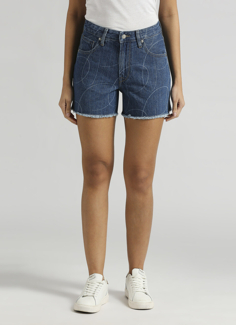 Rachel Blue Regular Fit High Waist Shorts, , large image number 1