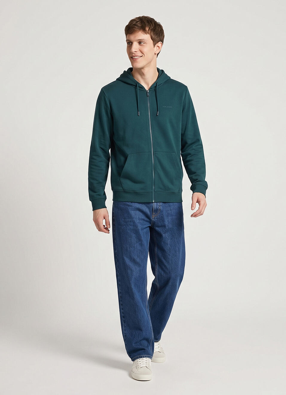Men Green Solid Full Sleeve Hoodie, , large image number 5