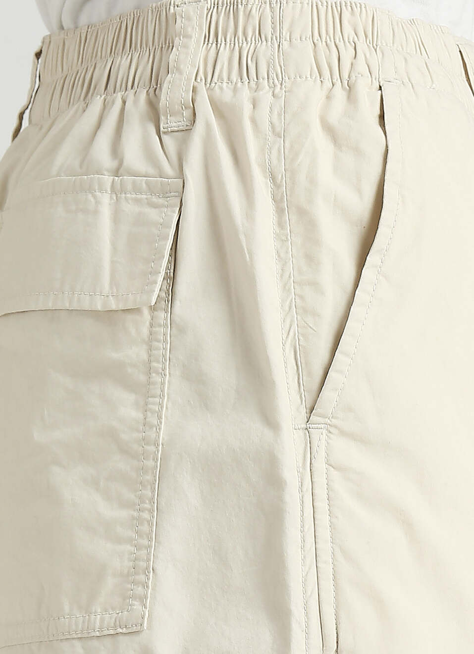 Ecru Mid Rise Parachute Cargo Pants , , large image number 4