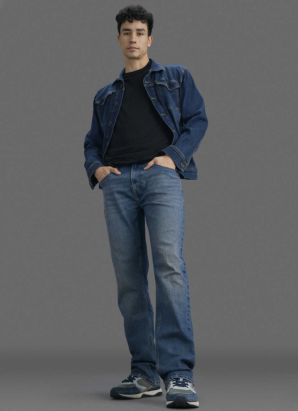 Men Blue Straight Fit Mid Rise Stretchable Jeans, , large image number 1