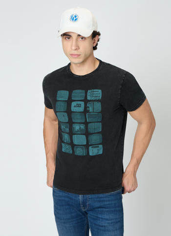 Men Black Graphic Slim Fit T-shirt