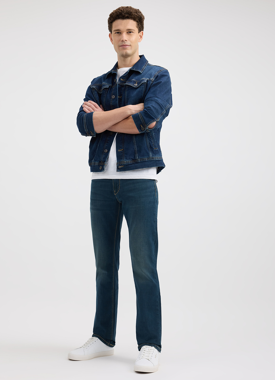 Men Blue Mid Rise Straight Structured Jeans, , large image number 1
