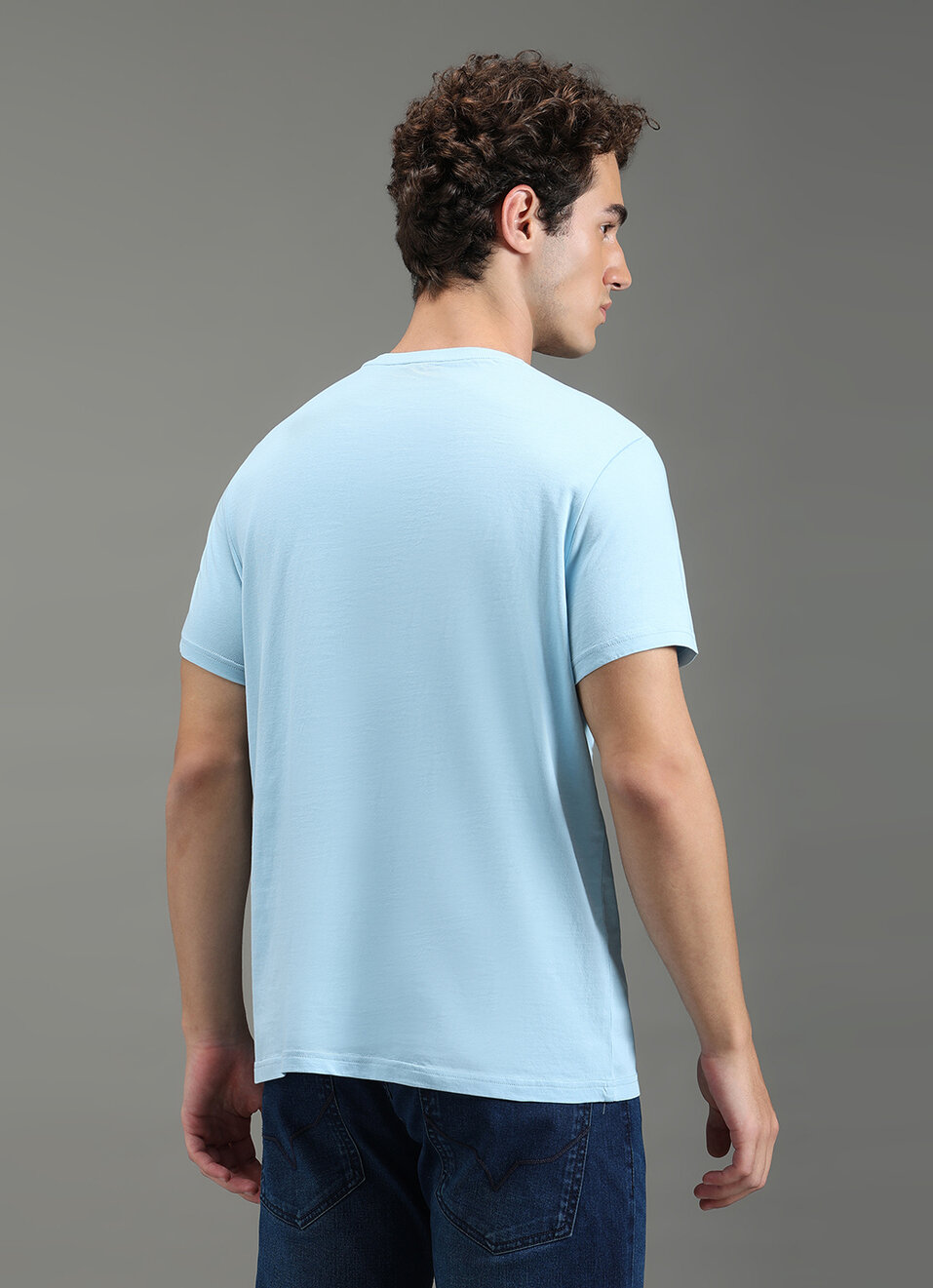 Men Blue Slim Fit Graphic T-shirt, , large image number 6