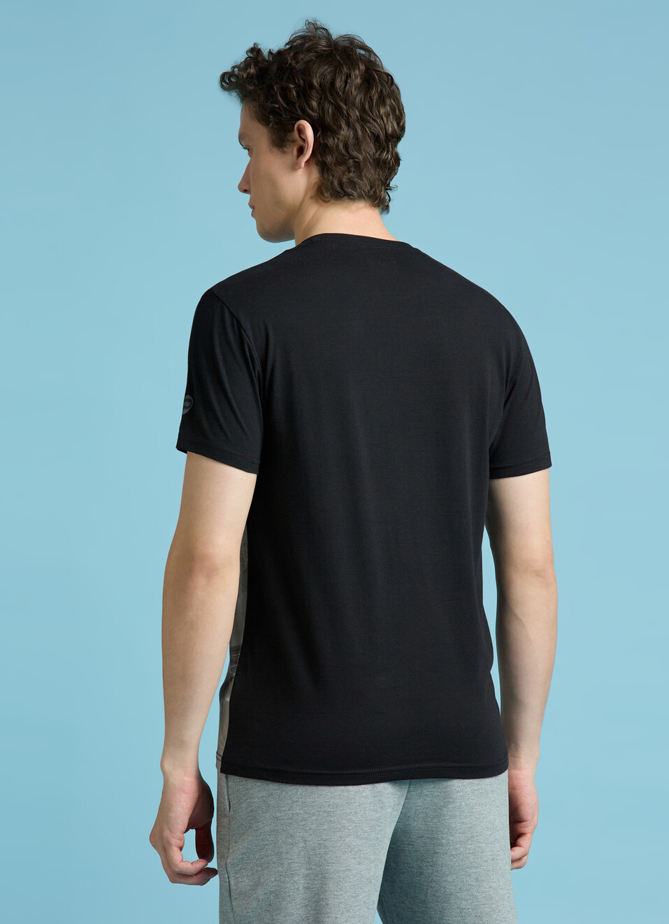 Black Abstract Print Short Sleeves T-shirt, , large image number 2