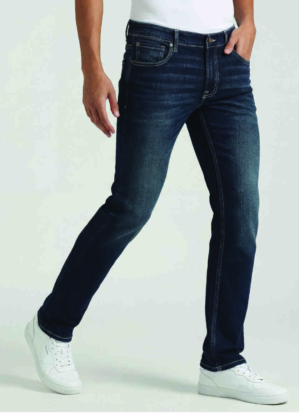 Vapour Dark Blue Mid Rise Slim Fit Jeans, , large image number 0