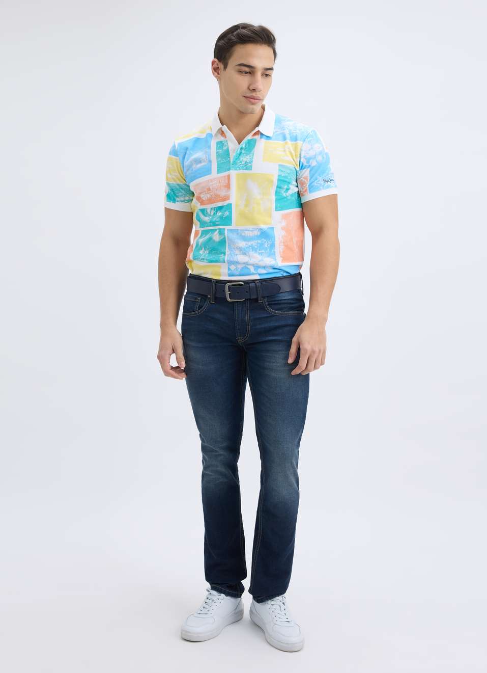 Men White Photographic Print Short Sleeve Polo, , large image number 5