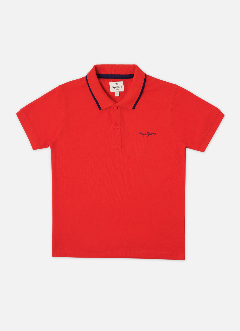 Boys Red Ribbed Collar Short Sleeve Polo, , large image number 0
