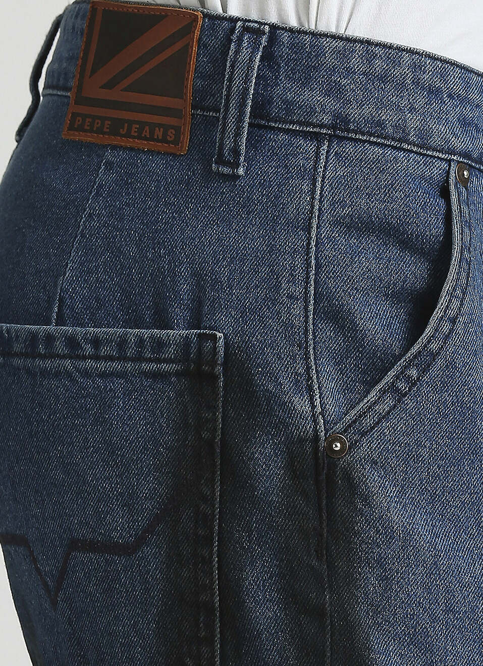 Cargo Straight Mid Rise Dark Blue Jeans, , large image number 4