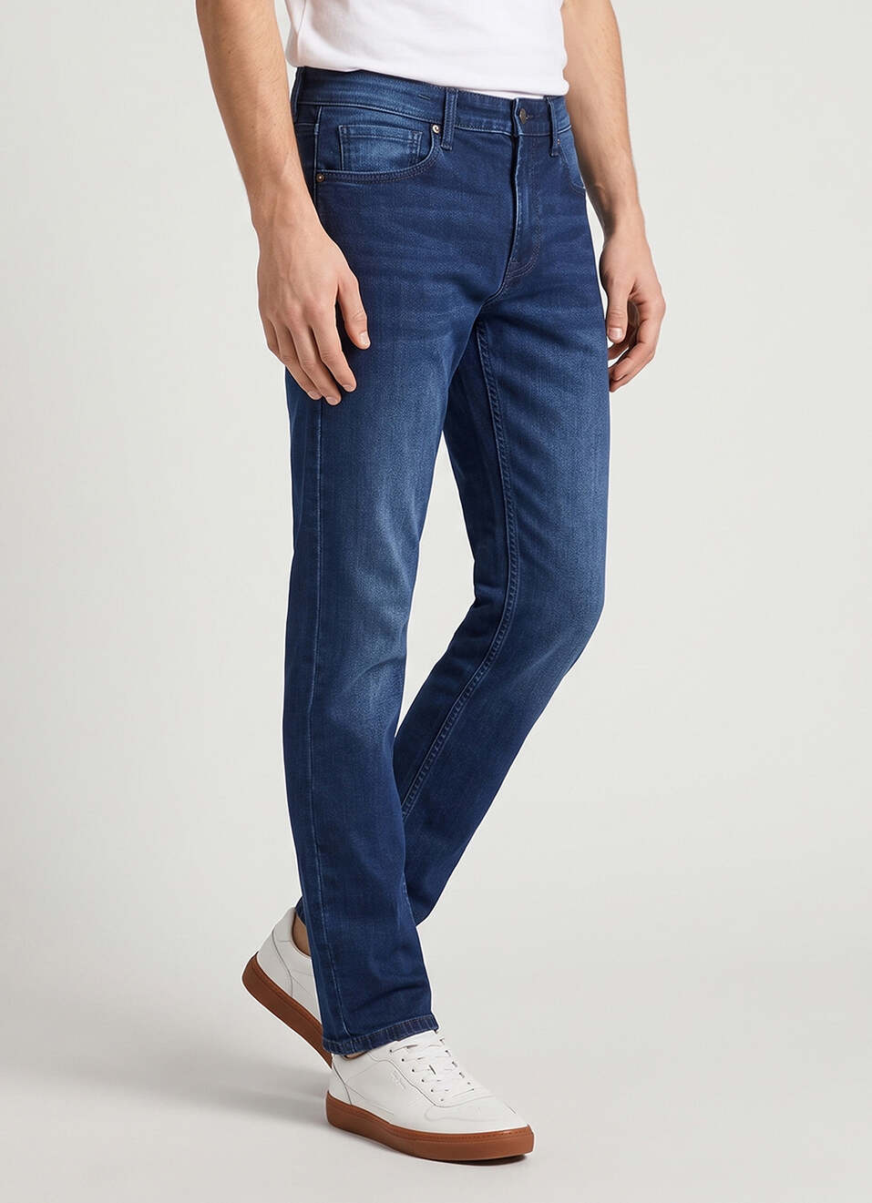 Men Dark Blue Slim Stretchable Jeans, , large image number 0