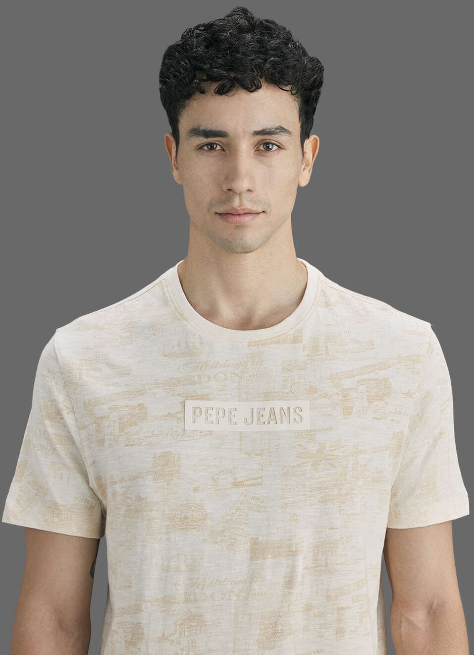 Men Ivory Printed Slim Fit Short Sleeve T-shirt, , large image number 4