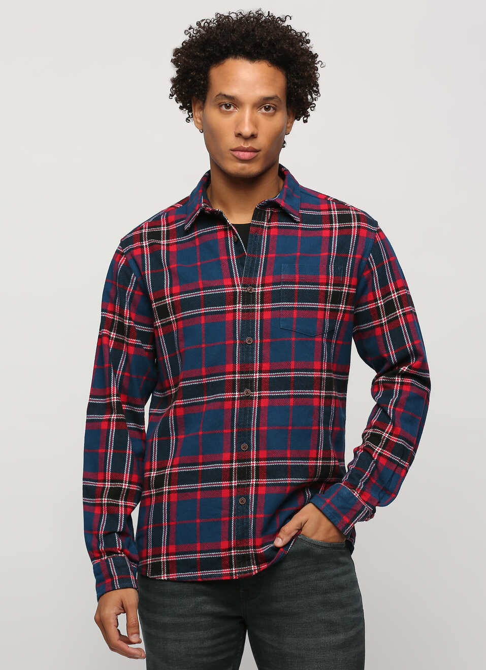 Navy Checks Full Slevee Shirt, , large image number 1