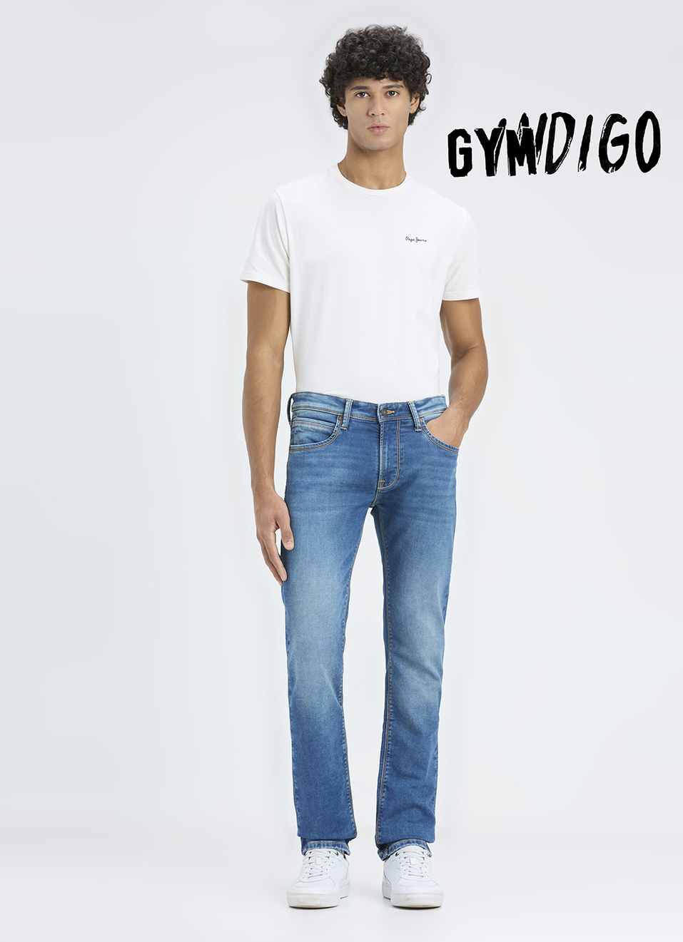 Men Green Mid Rise Slim Fit Gymindigo Jeans, , large image number 1