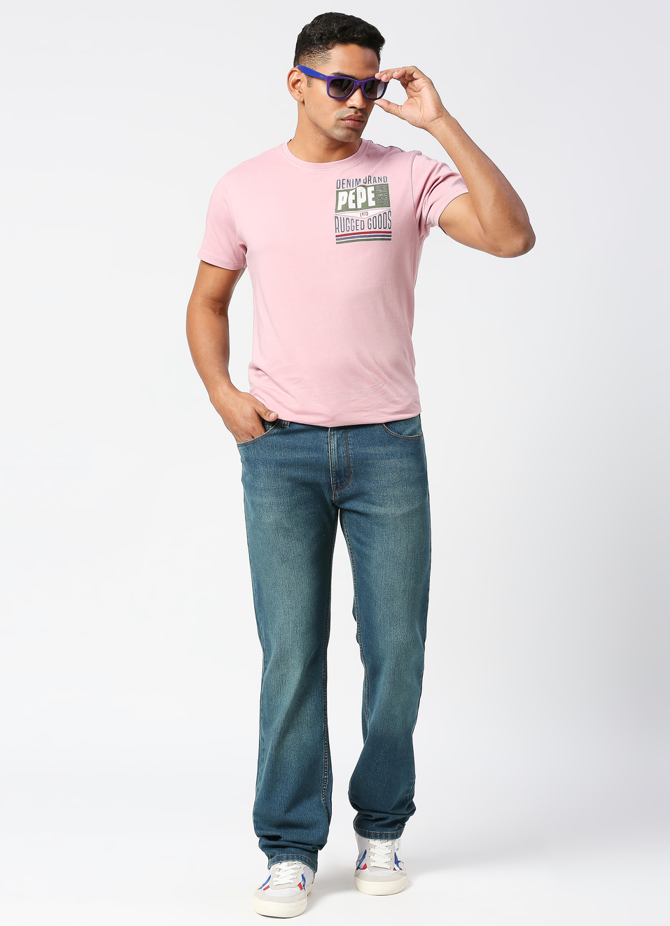 Holborne Green Tinted Mid Rise Straight Fit Jeans, , large image number 0