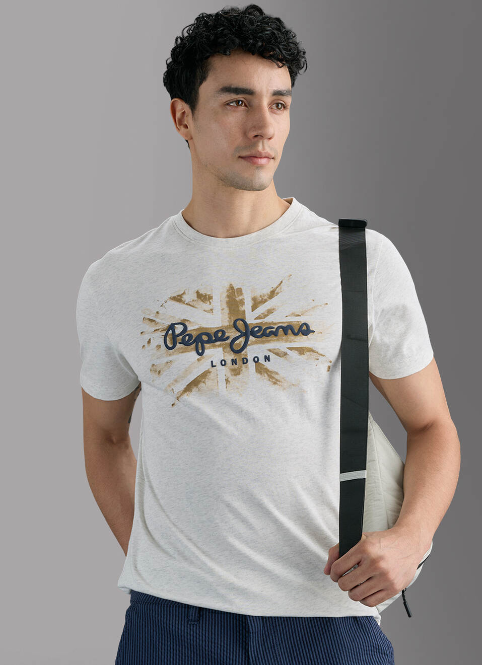 Men Ecru White Slim Printed T-shirt, , large image number 0