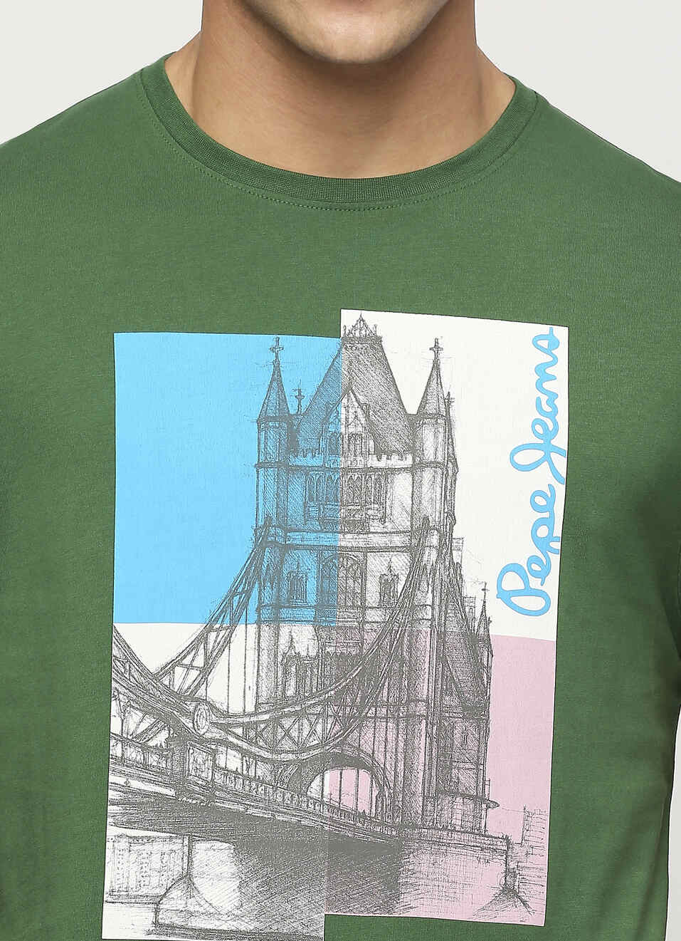 Green Printed Short Sleeve Tee, , large image number 4