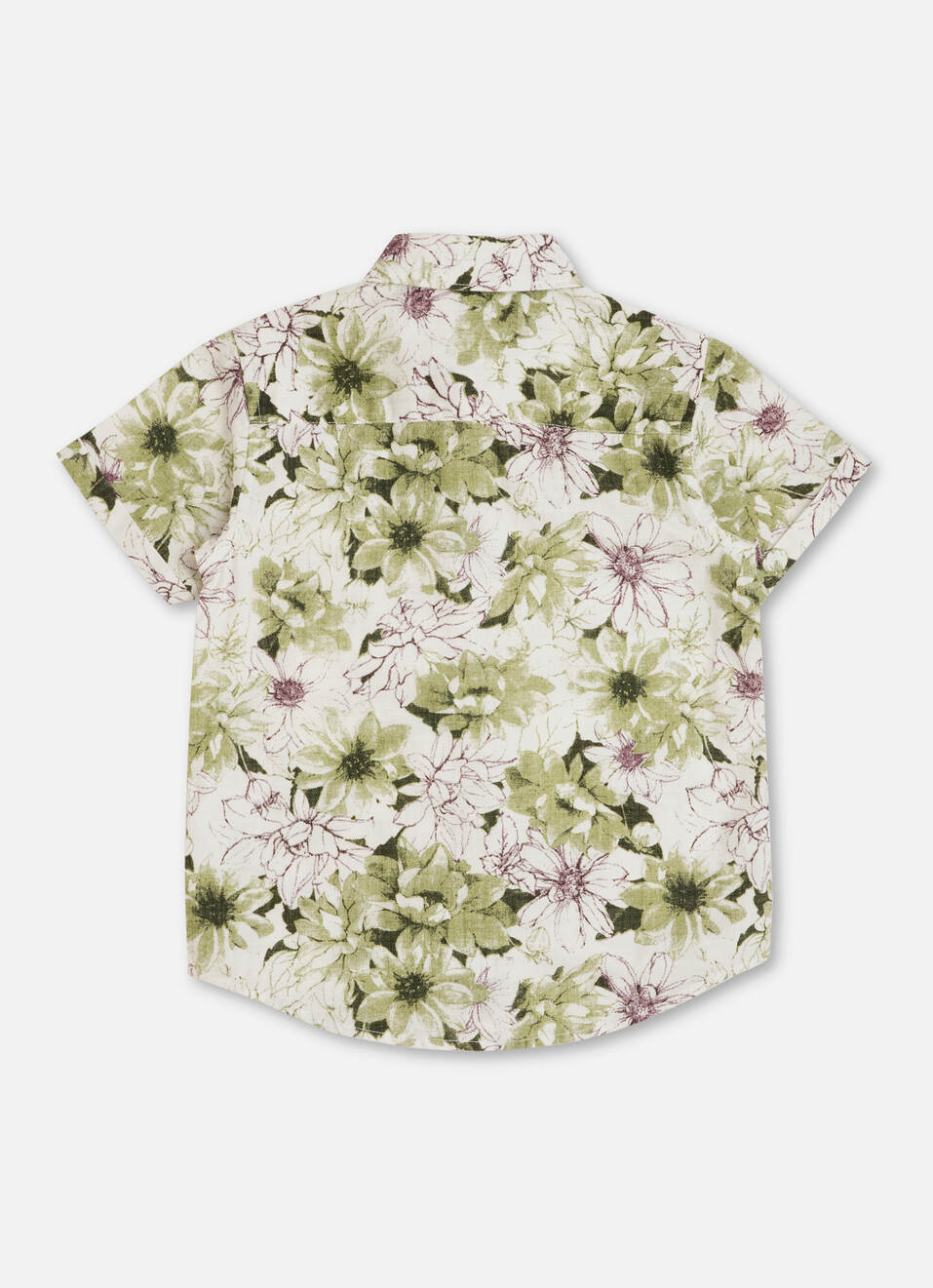 Boys Mint Floral Print Short Sleeve Shirt, , large image number 1