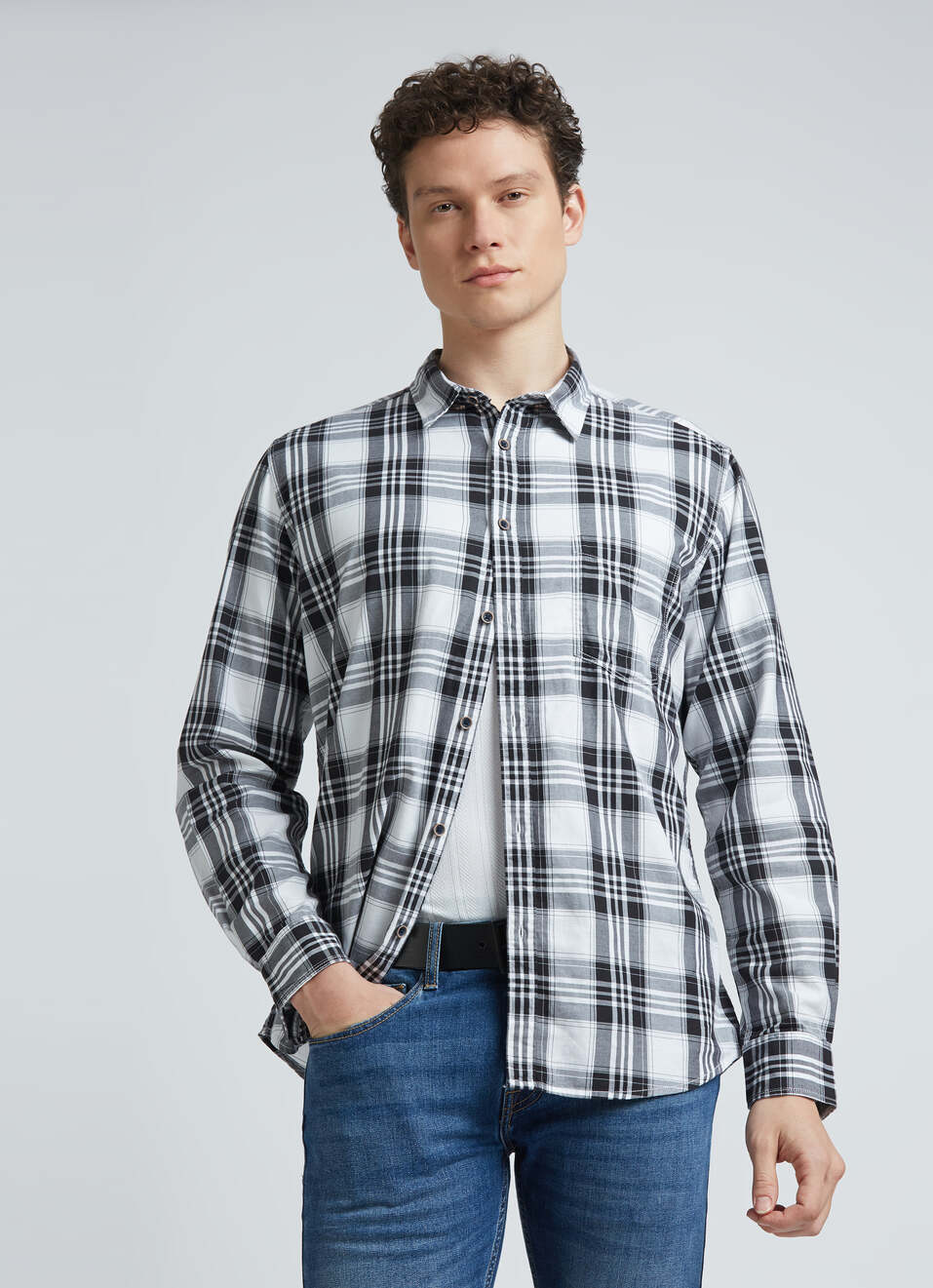 Black Check Full Sleeve Shirt, , large image number 0