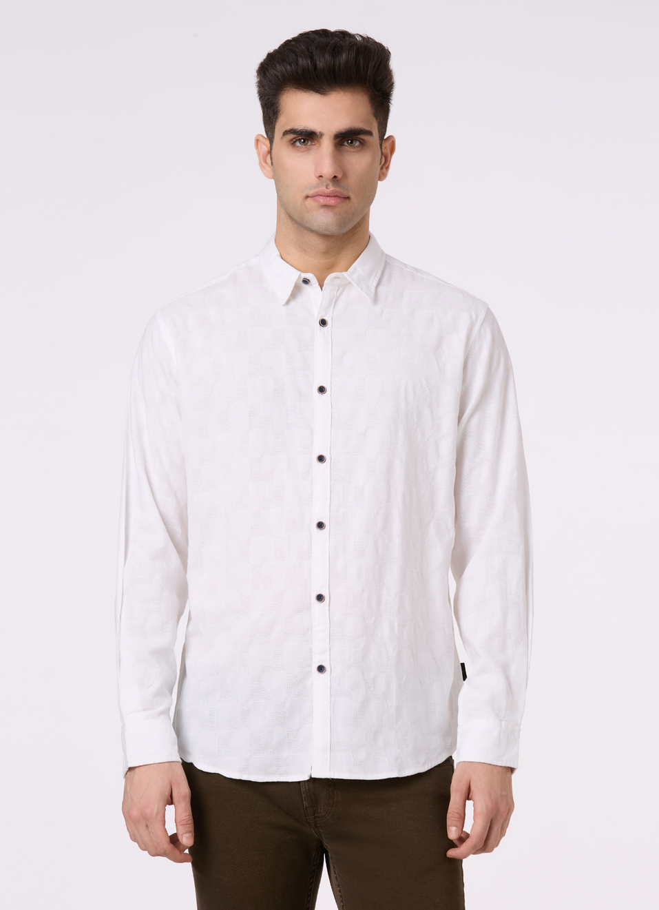 Men Light Brown Structured Full Sleeve Shirt, , large image number 1