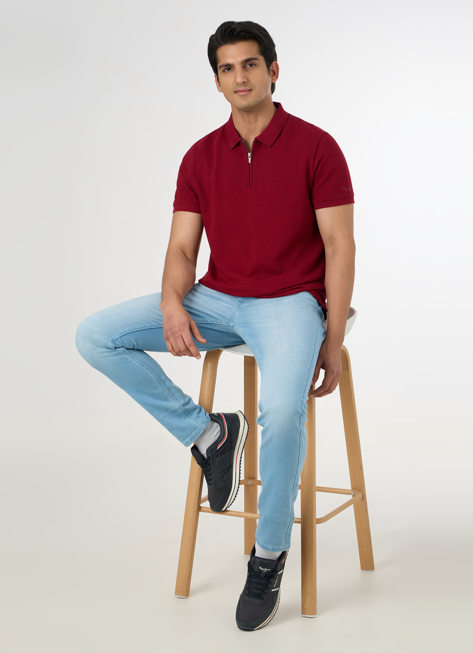 Men Red Polo Collar T-shirt, , large image number 5