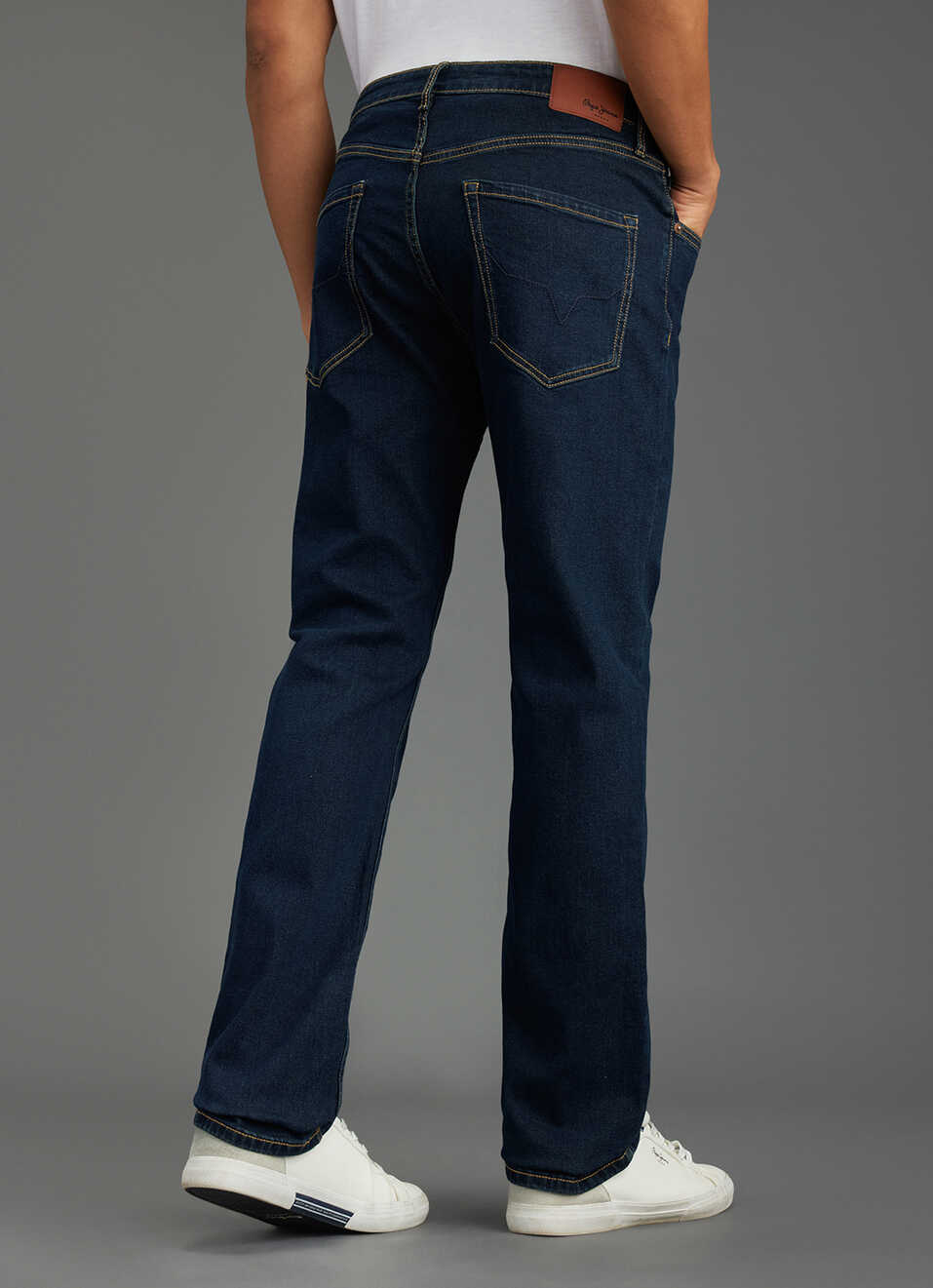 Men Navy Blue Mid Rise Straight Fit Jeans, , large image number 3