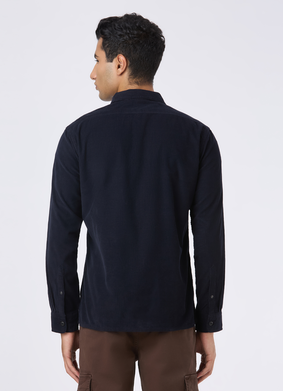 Men Navy Corduroy Flap Pocket Full Sleeve Shirt, , large image number 2