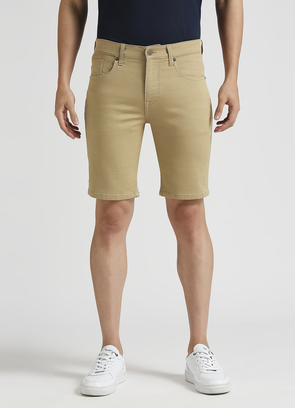 Chinox Beige Mid Rise Regular Fit Gymindigo Shorts, , large image number 2
