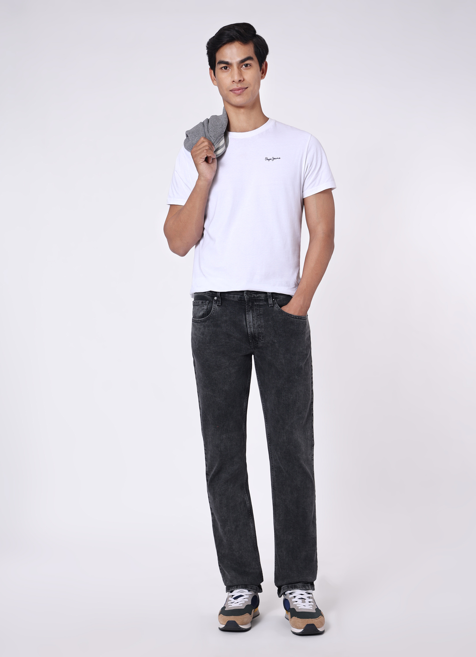 Men Grey Mid Rise Straight Leg Stretchable Jeans, , large image number 0
