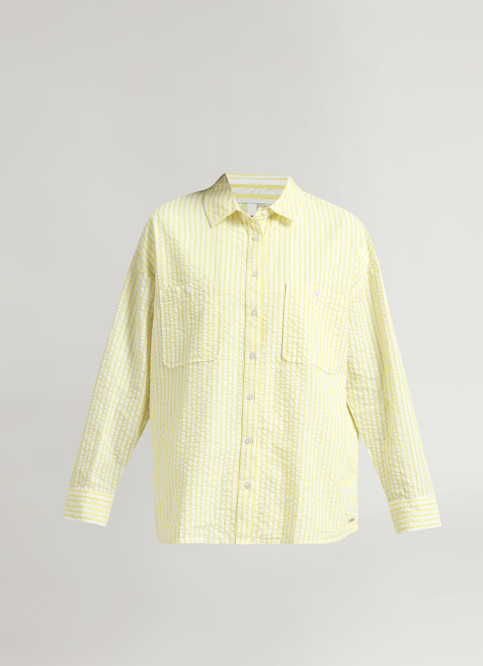 Yellow Seersucker Stripes Oversized Shirt | Pepe Jeans India
