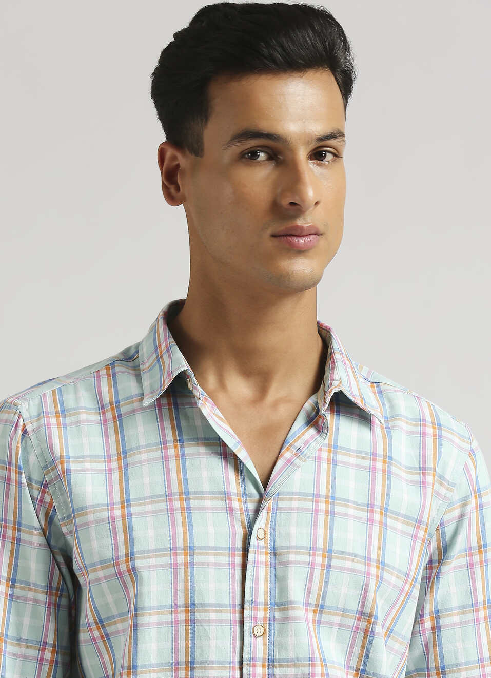 Sea Green Checks Long Sleeve Shirt, , large image number 4