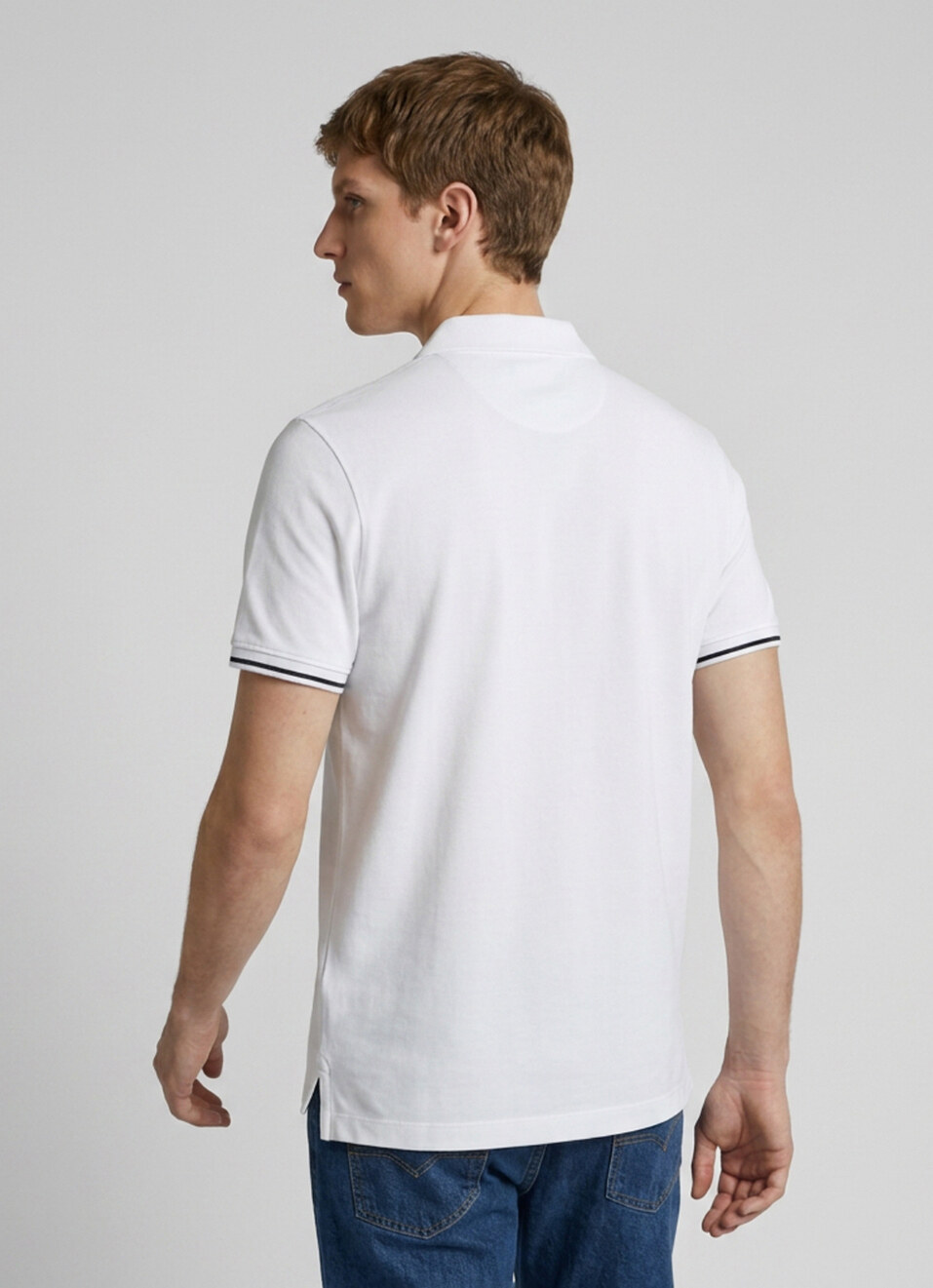 Men White Solid Short Sleeves Polo, , large image number 2