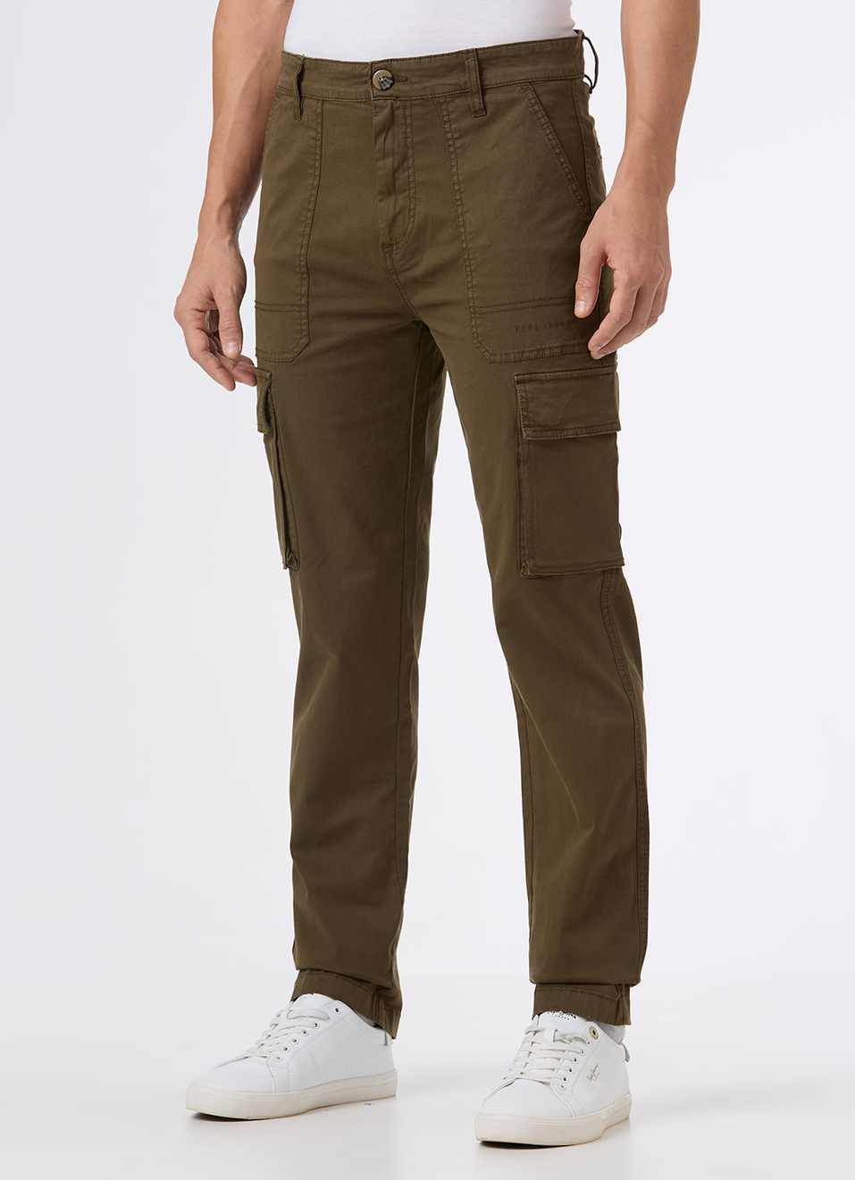 Men Olive Overdyed Mid Rise Utility Stretch Cargo Pants, , large image number 5