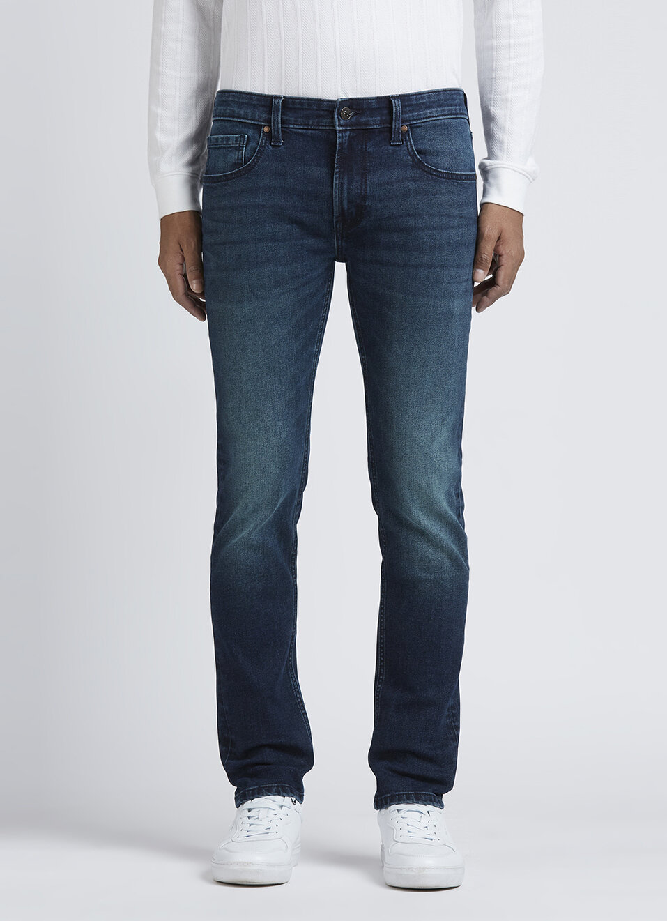 Danial Blue Low Waist Tapered Jeans, , large image number 6