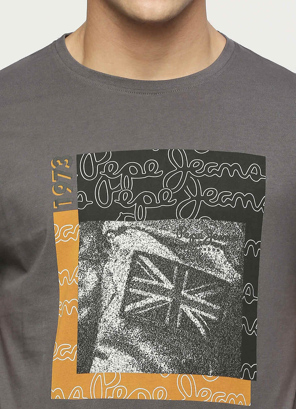 Grey Union Jack Printed Short Sleeve Tee, , large image number 4