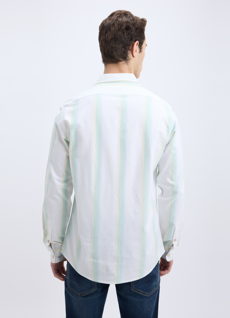 Men White Stripe Full Sleeve Shirt, , large image number 2