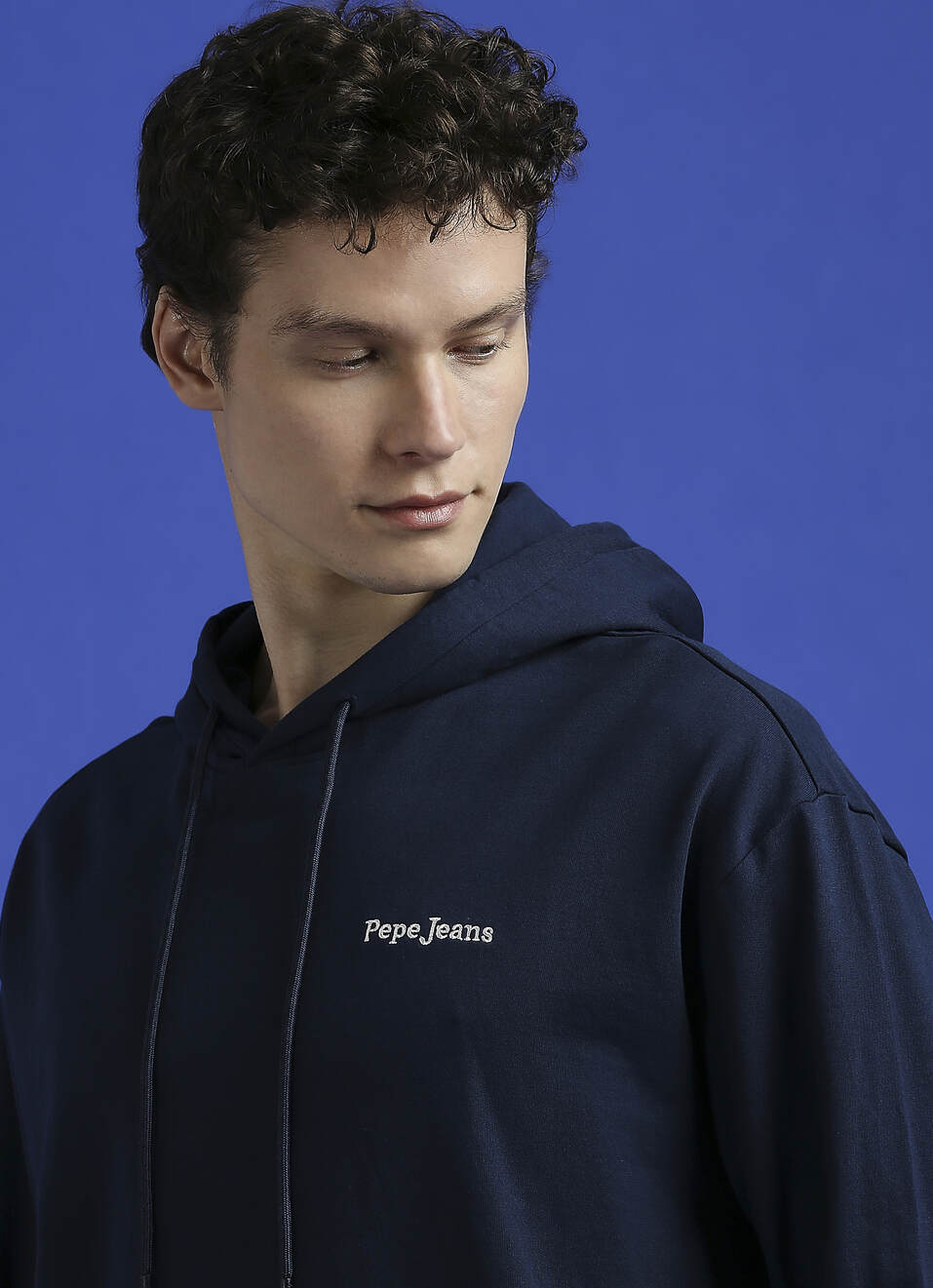 Navy Back Print Full Sleeve Hooded Sweatshirt, , large image number 4