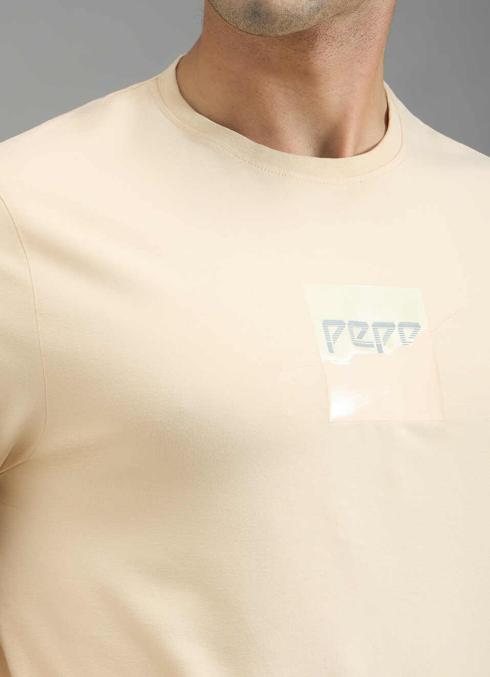 Men Beige Typographic Print Slim Fit T-shirt, , large image number 5