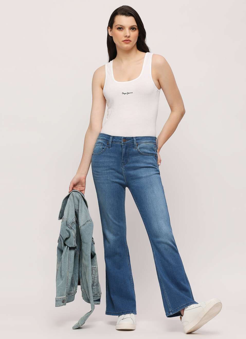 Dion Blue High Rise Flare Jeans, , large image number 6