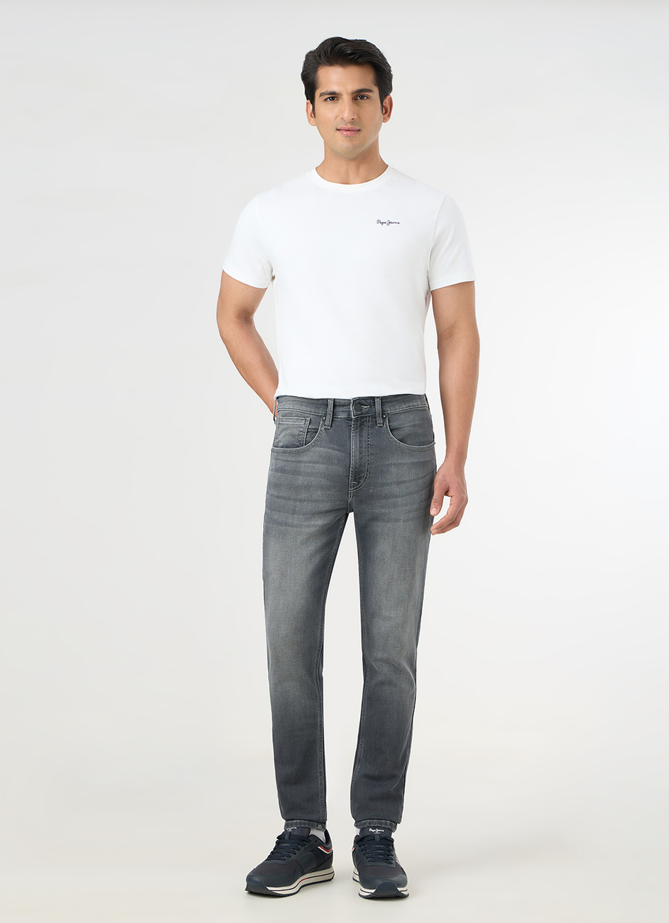 Men Grey Mid Rise Slim Fit Jeans, , large image number 1