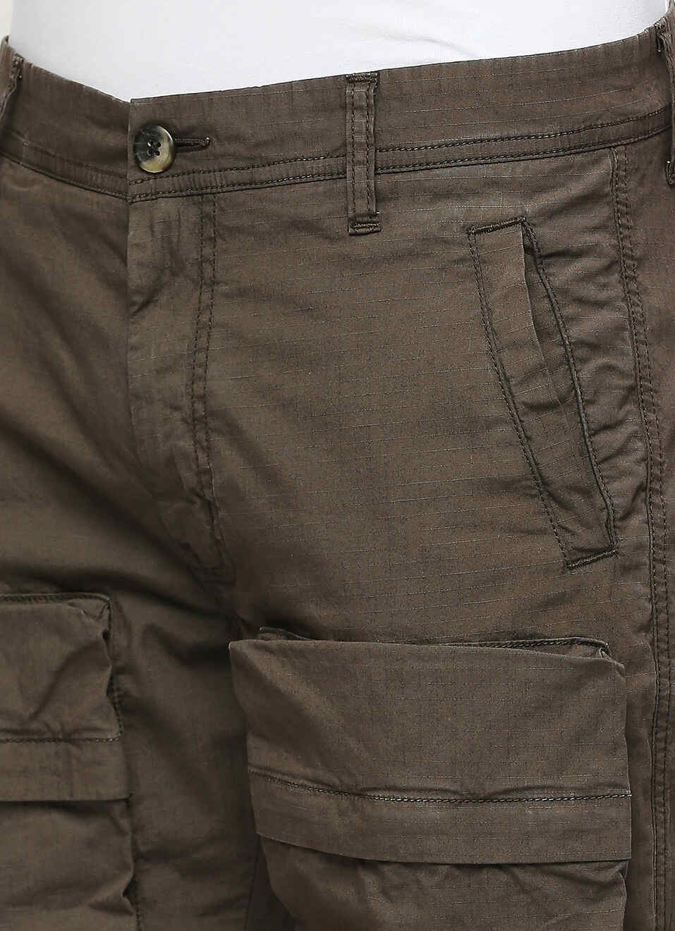 Cash Green Mid Rise Slim Fit Cargo Pants, , large image number 4