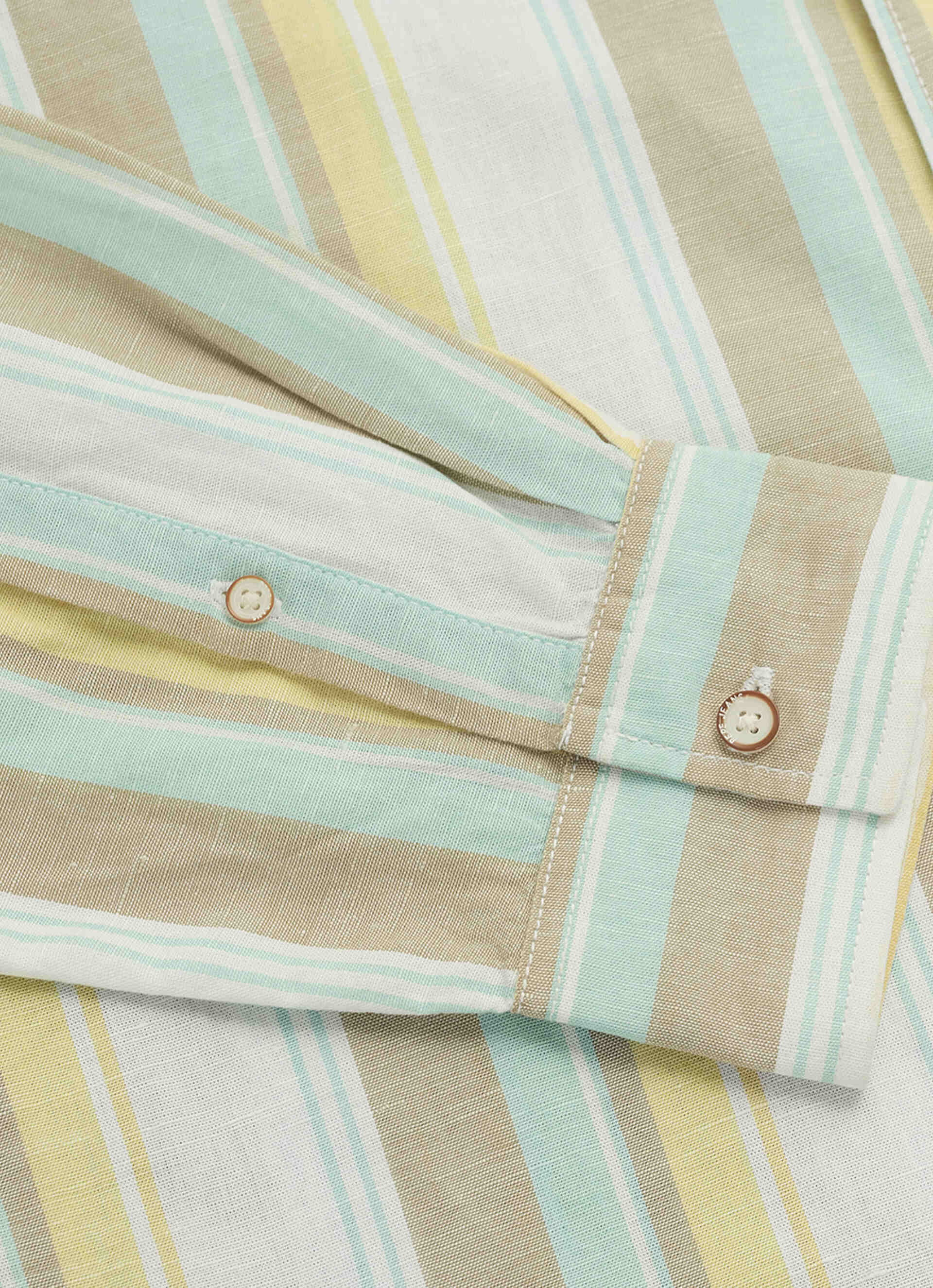 Men Yellow Striped Regular Fit Cotton Linen Shirt, , large image number 8