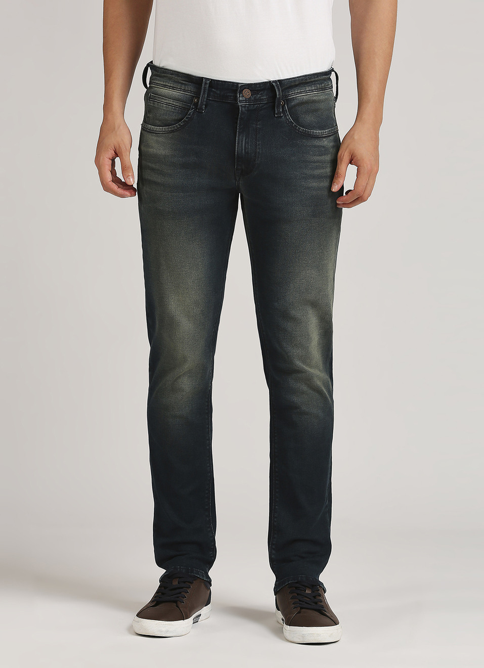 Vapour Dark Blue Low Rise Tapered Jeans, , large image number 2