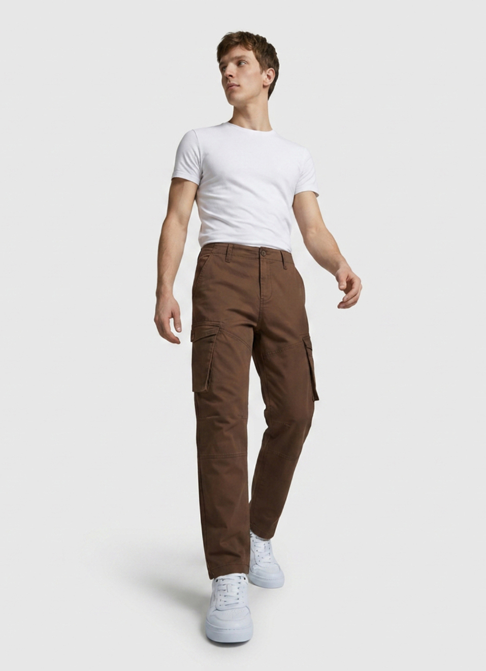 Men Brown Cargo Straight Fit Pants, , large image number 7
