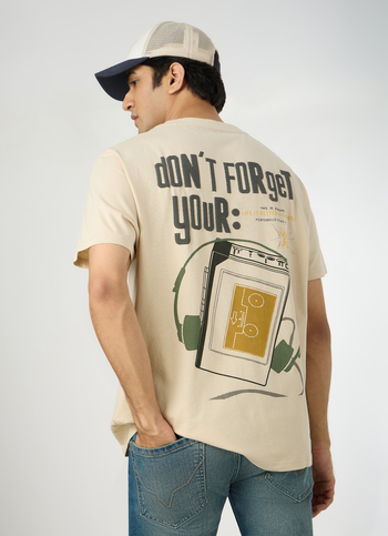 Men Light Beige Oversized Back Print T-shirt