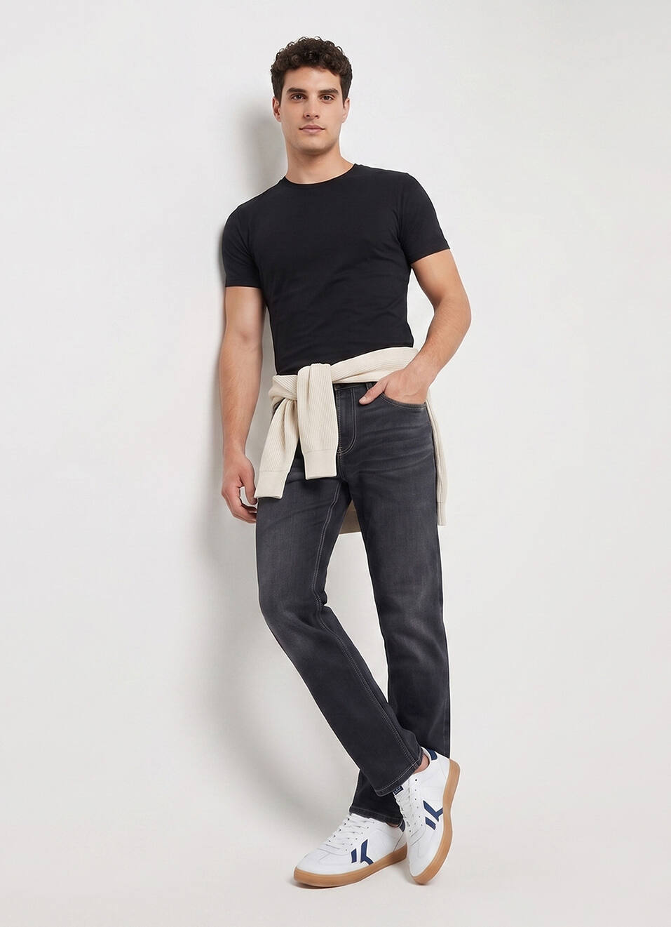 Men Black Stretchable Jeans, , large image number 1