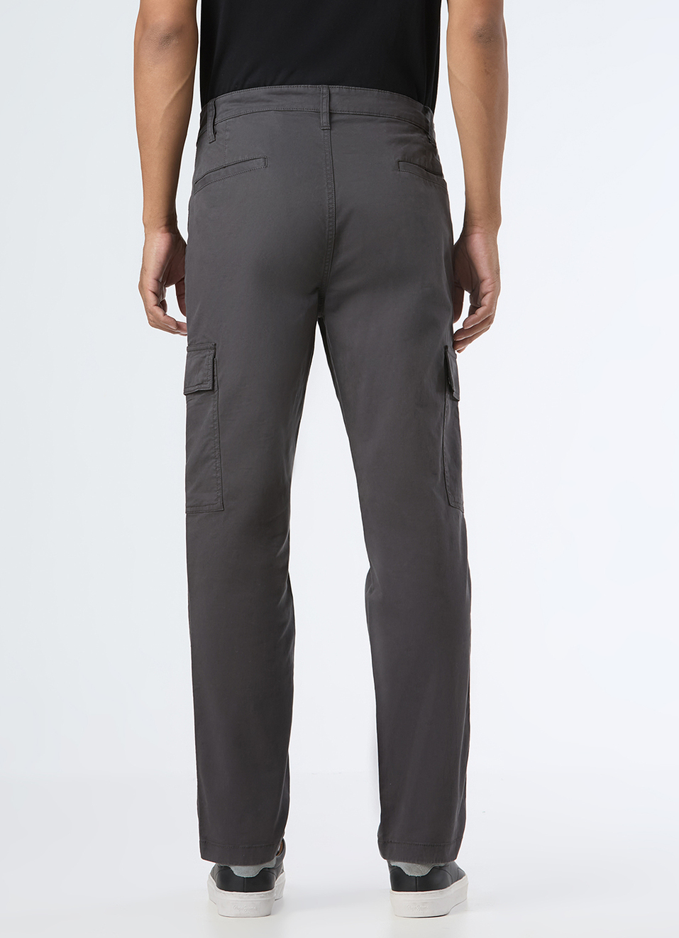 Men Grey Mid Rise Straight Fit Cargo Pant, , large image number 3