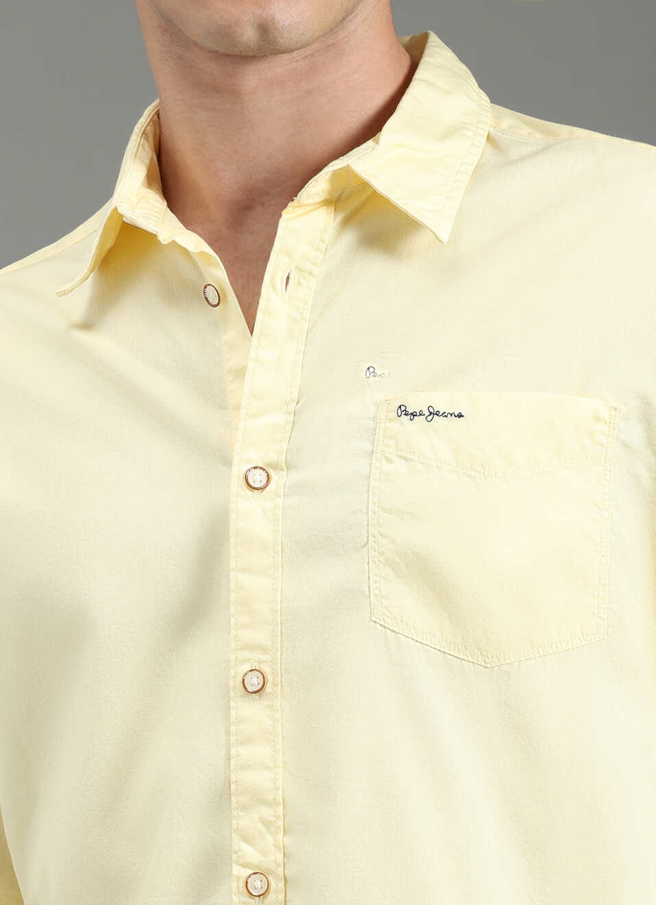 Men Yellow Solid Shirt, , large image number 6